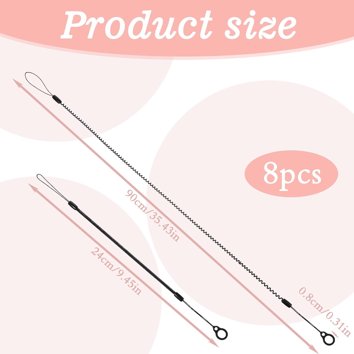 4PCS Elastic Pen Leash for Clipboard, Pen Lanyard Retractable Spring Coil Strap with Silicone Ring Lanyard Tether for Tethering Drawing Pens