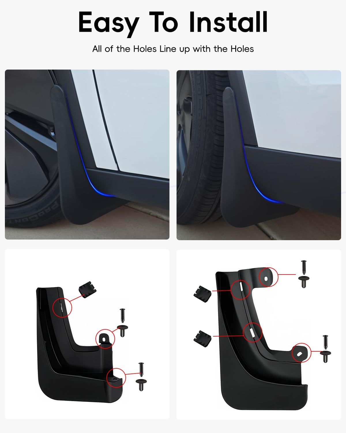 2021-2026 New Tesla Model X Mud Flaps [No Drilling, Protect Paint] All-Weather Splash Guards, Upgraded Thicker Version for Model X Accessories (Set of 4)