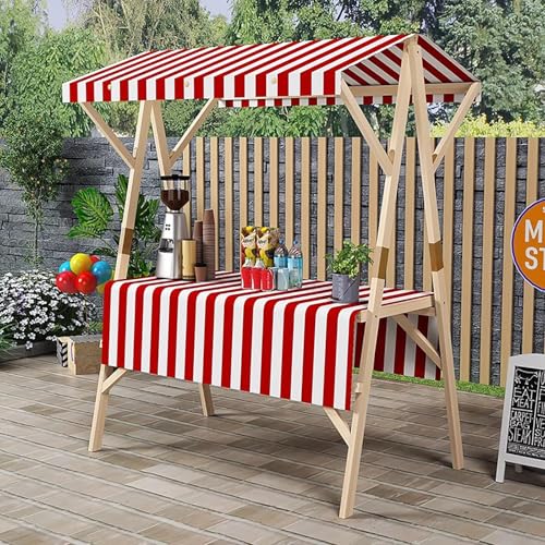 Puesto de Mercado 120/150 Cm Cart de Parada de Proveedores Grandes con Mesa y Dosel, Cabinos de Comestibles de Venta Plegable para Helado/Hotdog/Flor, Pantalla de Quiosco de Venta Ligera(Red,Width-1