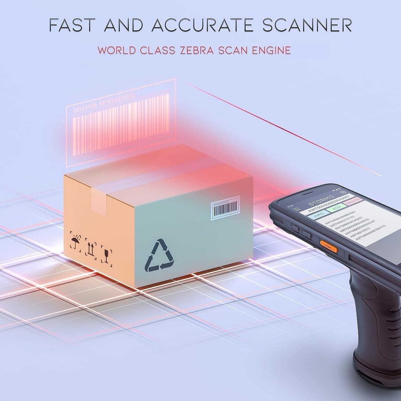 Chainway C72 Android Pistol Grip Handheld, 2D/1D/QR Code Barcode Reader, Android 13, Large Vivid Screen, WiFi, GPS, 8000mAh All Day Battery (Build Your Own)