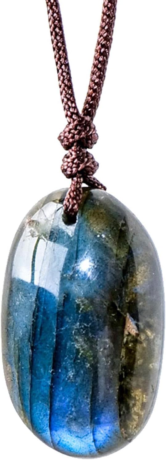 Collier Labradorite Madagascar AAA, Pendentif Pierre Roulée Chaîne - 6667 - Foto 2