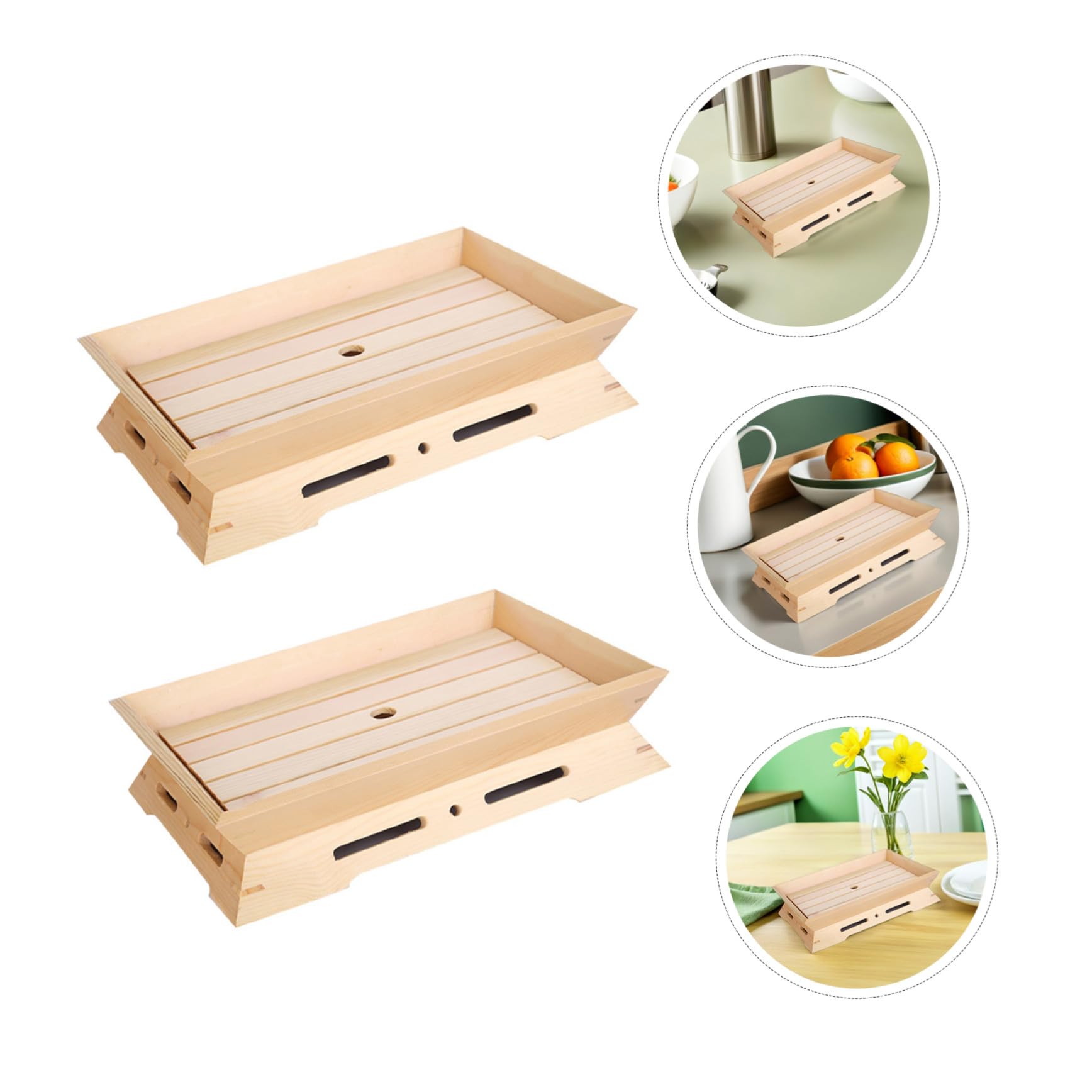 2 Piezas Platos de Sushi de Madera Estilo Japonés Bandejas para Sashimi Platos para Aperitivos y Mariscos Elegantes para Servir Casa o Restaurante