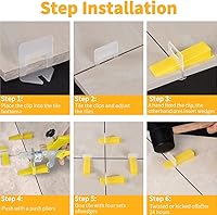 Vista 7 de DGSL Sistema de nivelación de azulejos con alicates para azulejos, 300 clips espaciadores de azulejos y 100 cuñas reutilizables, juego