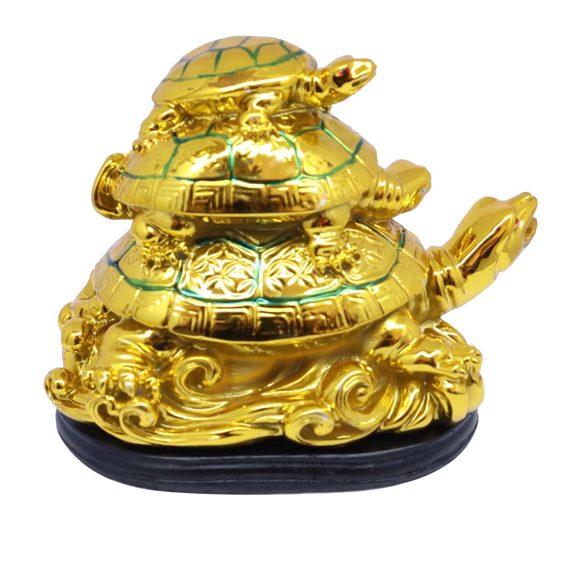 Shoppersduniya Feng Shui Triple Tortoise Family Showpiece for Protection, Good Luck, Wealth and Longevity | Showpiece Feng Shui Triple Tortoise Family Statue