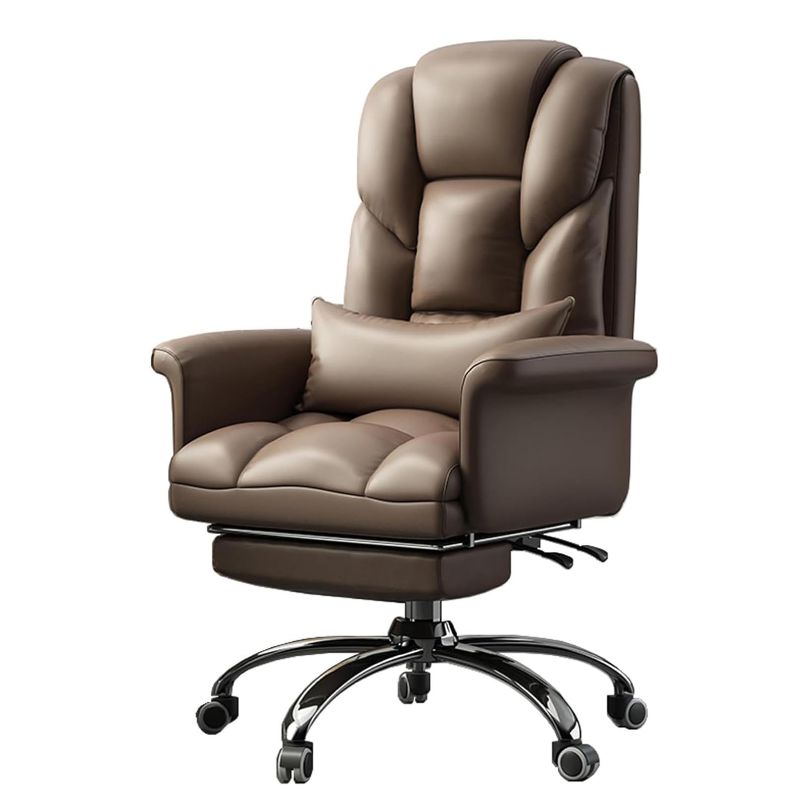 HTTGDGDH Ergonomic Executive Office Chair With Footrest Pu Leather Swivel Boss Chair 360° Rotation Casters Easy Assembly Brown,Brown