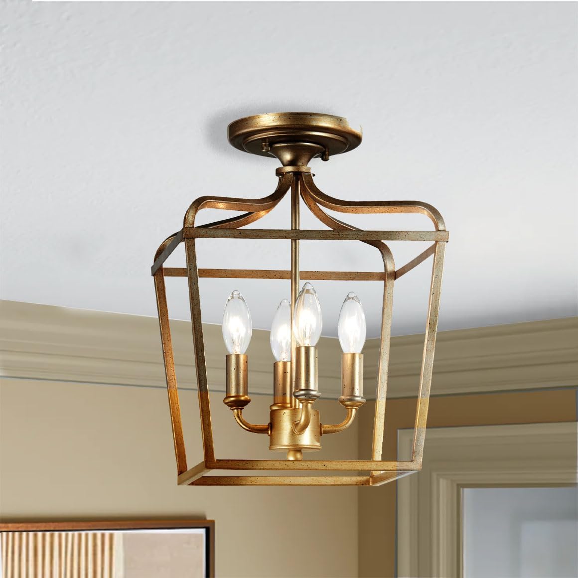 Minka Lavery 4445-582 Laurel Estate Pendant, 4-Light, 240 Total Watts, 10-in H x 15-in W, Brio Gold