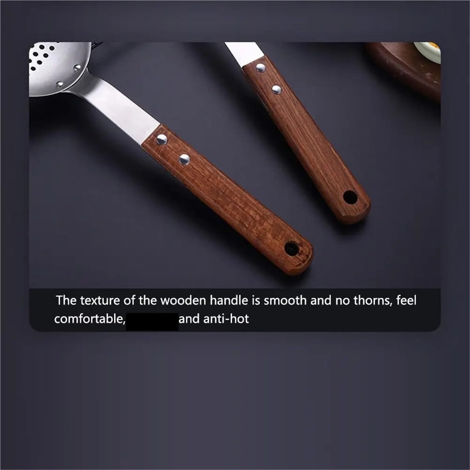 Espumadera Colador Spider 2 uds espumadera de acero inoxidable cuchara ranurada mango madera colador pasta antideslizante filtro cucharón grueso for cocina for freír alimentos(15 * 37cm)