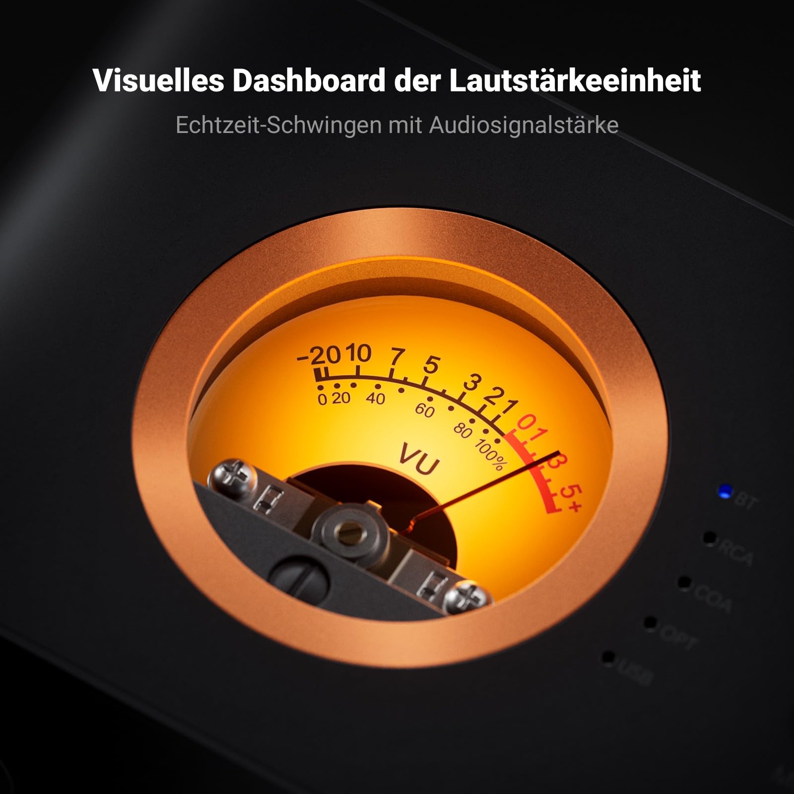 Fosi Audio MC351 2.1 Kanal Verstärker mit DAC, Home Audio Stereo Bluetooth Endstufe mit Dual TPA3255 Chips für HiFi Passiv Lautsprecher, Vintage VU Meter Receiver mit USB/Opt/Coax