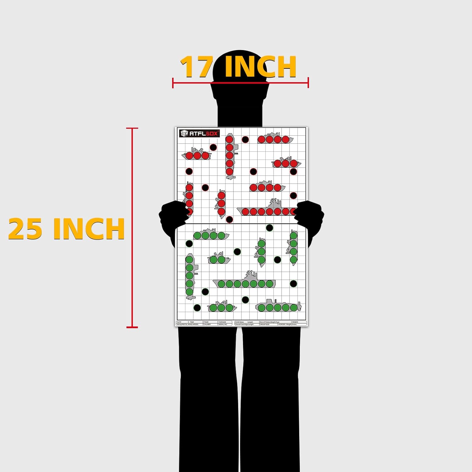 Atflbox Shooting Target Stand with 10+25 pcs 17x25 Inch Paper Targets, Durable Paper Target Holder with Stable Adjustable Base