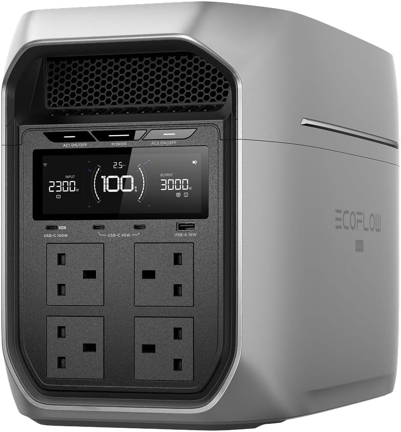 EF ECOFLOW Portable Power Station DELTA 3 Max Plus 2048Wh LiFePO4 Battery Solar Generator (Solar Panel Optional) 3000W AC Output 080% Fast Charge in 47 min 10ms UPS Backup Reliable Home Backup