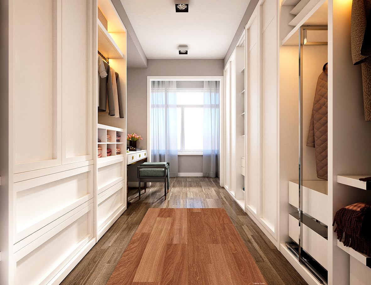 DobleUve Estudio Alfombra Vinílica Madera Parquet Oscuro | Marrón | 100x150 | Alfombra Cocina Lavable Antideslizante | Alfombra Vinilo Salón | Suelo de Vinilo