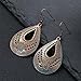 Handmade Boho Vintage Teardrop Earrings Bohemian Hammered & Engraved Earrings Boho Antiqued Earrings Unique Antique Bronze Tribal Ethnic Teardrop Shaped Drop Dangle Earrings For Women (Style 1)