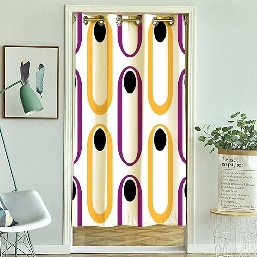 Miniatura 5 de Cortinas amarillas y moradas para habitación opacas, decoración abstracta, cubierta térmica para puerta, oscurecimiento de habitación de 47 pulgadas