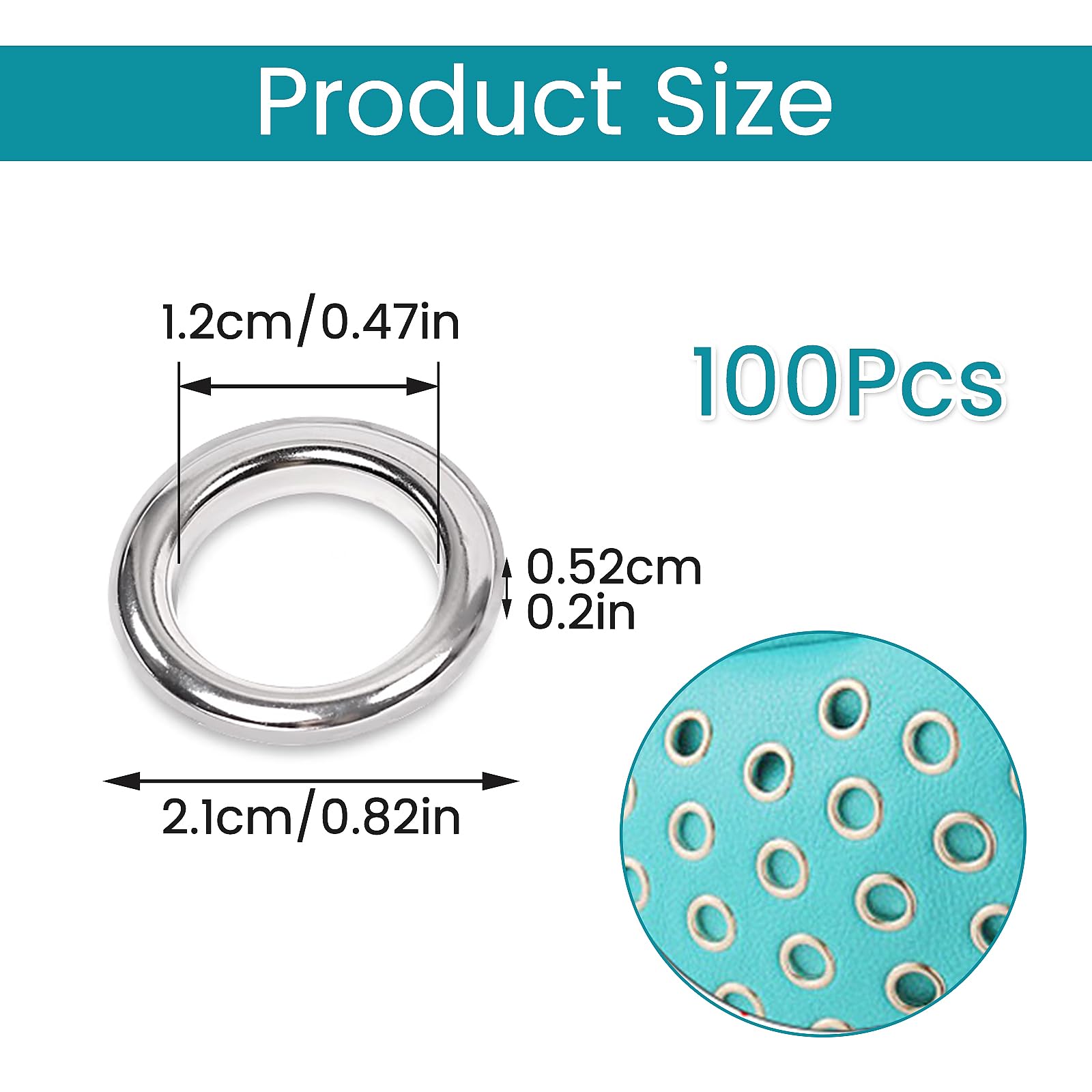 Set 100 Occhielli In Metallo 12mm - Con Rondelle, Per Teloni, Tende, Borse E Scarpe - Foto 6