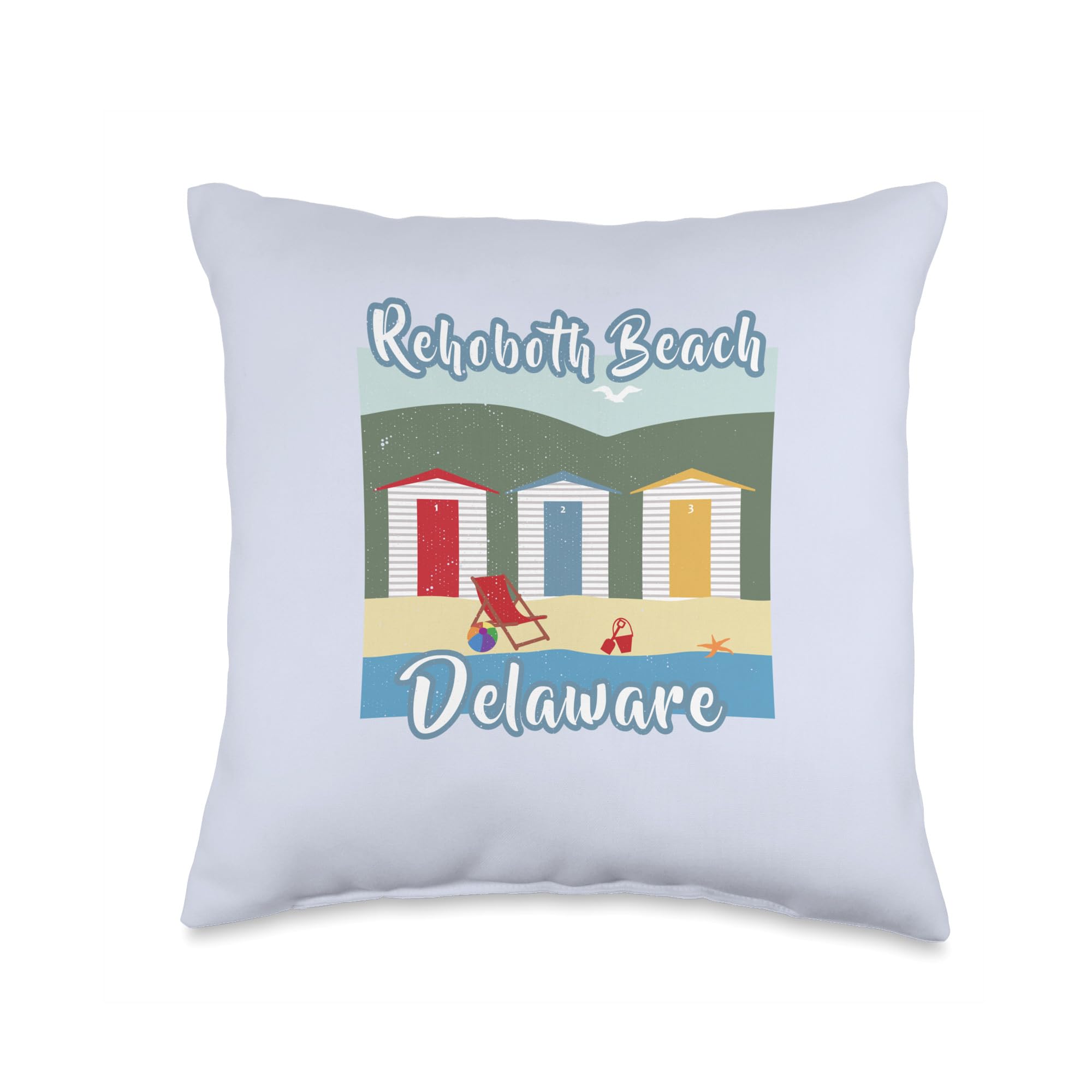Rehoboth Beach Beach Bath House Cabana Playground Coastal Throw Pillow