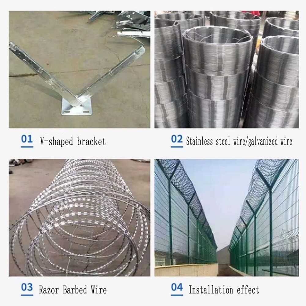 Kanduo Alambres de púas Valla anti-trepa, bobinas de alambre de espino en espiral de acero inoxidable, fácilmente flexibles (50 m)