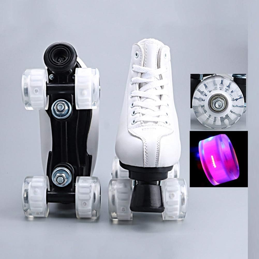 Roller Shoes Skates Soft Faux Leather Indoor and Outdoor Classic High-Top Quad Roller Skates White (Size : 34)