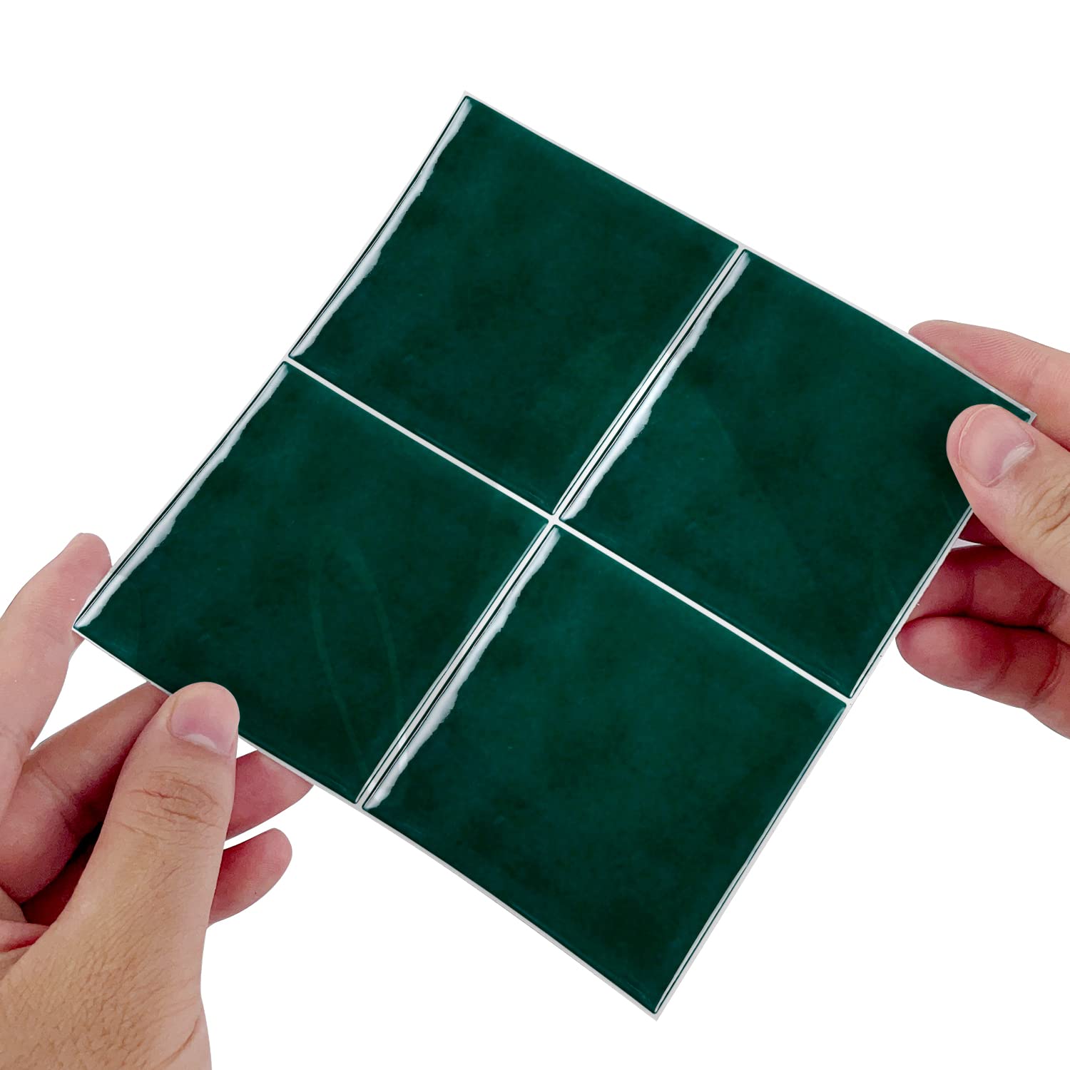 Alwayspon Green Mosaic Effect Thick Tile Sticker, Vinyl Peel and Stick Self-Adhesive Splashback Waterproof Stick on Tile Transfer Sticker for Kitchen Bathroom Wall, 15x15cmx10pcs - Image 2