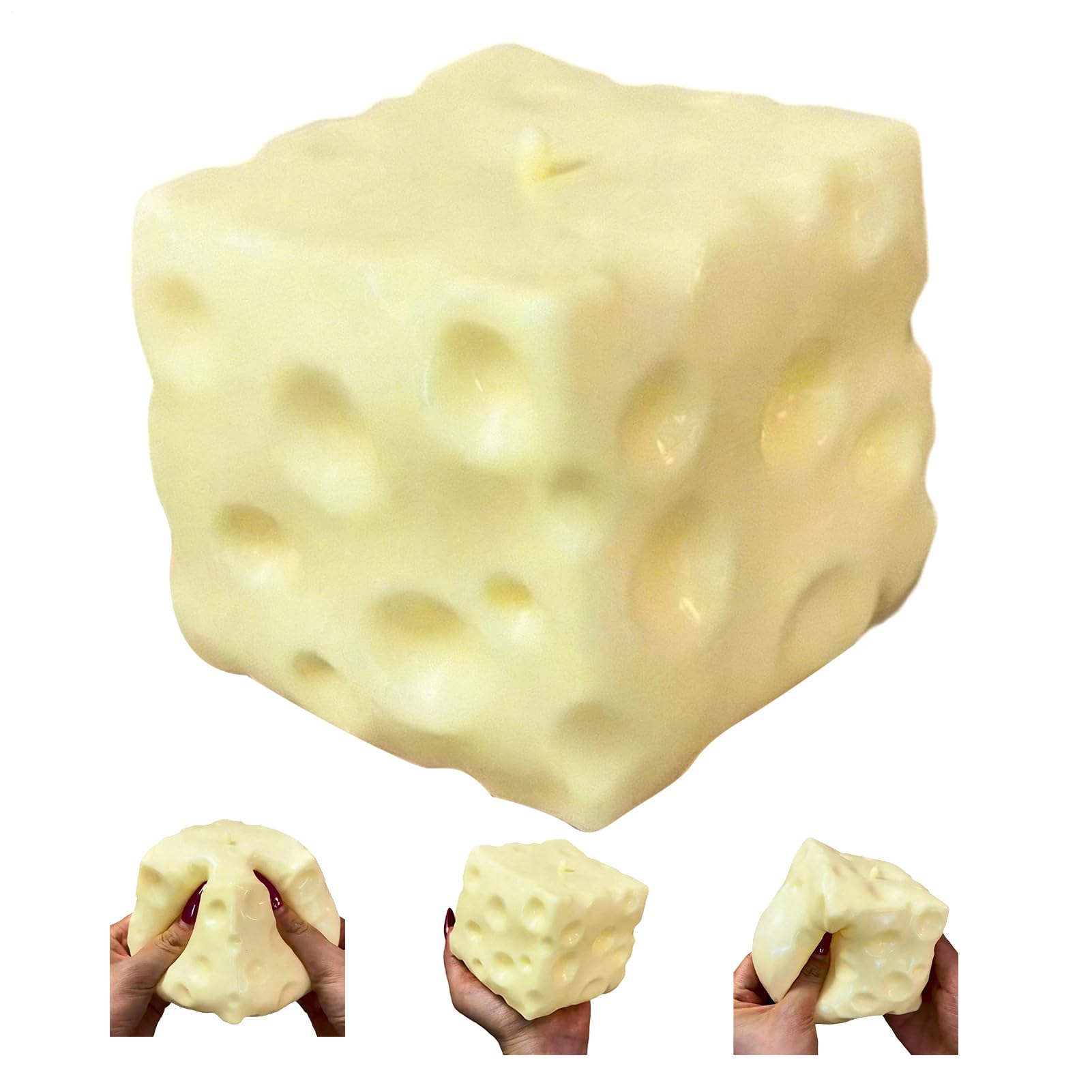 Cheese Squishy, 7x6x3cm Cheese Stress Ball for Adults and Kids, Slow-Rebound Shapeable Squeeze Ball Sensory Fidget Toy, Cheeseing Block FidgetToys For Students Adults Home