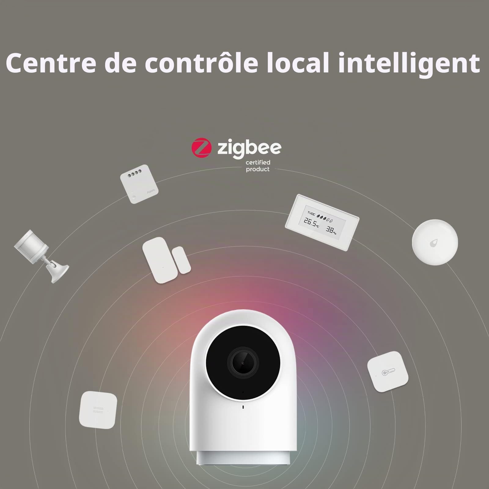 Aqara Camera Interieur WiFi G2H Pro, Hub Zigbee, Reconnaissance des Visages | Caméra HomeKit, Vision Nocturne, Audio Bidirectionnel, Caméra Surveillance Compatible avec Alexa, Google Assistant, IFTTT