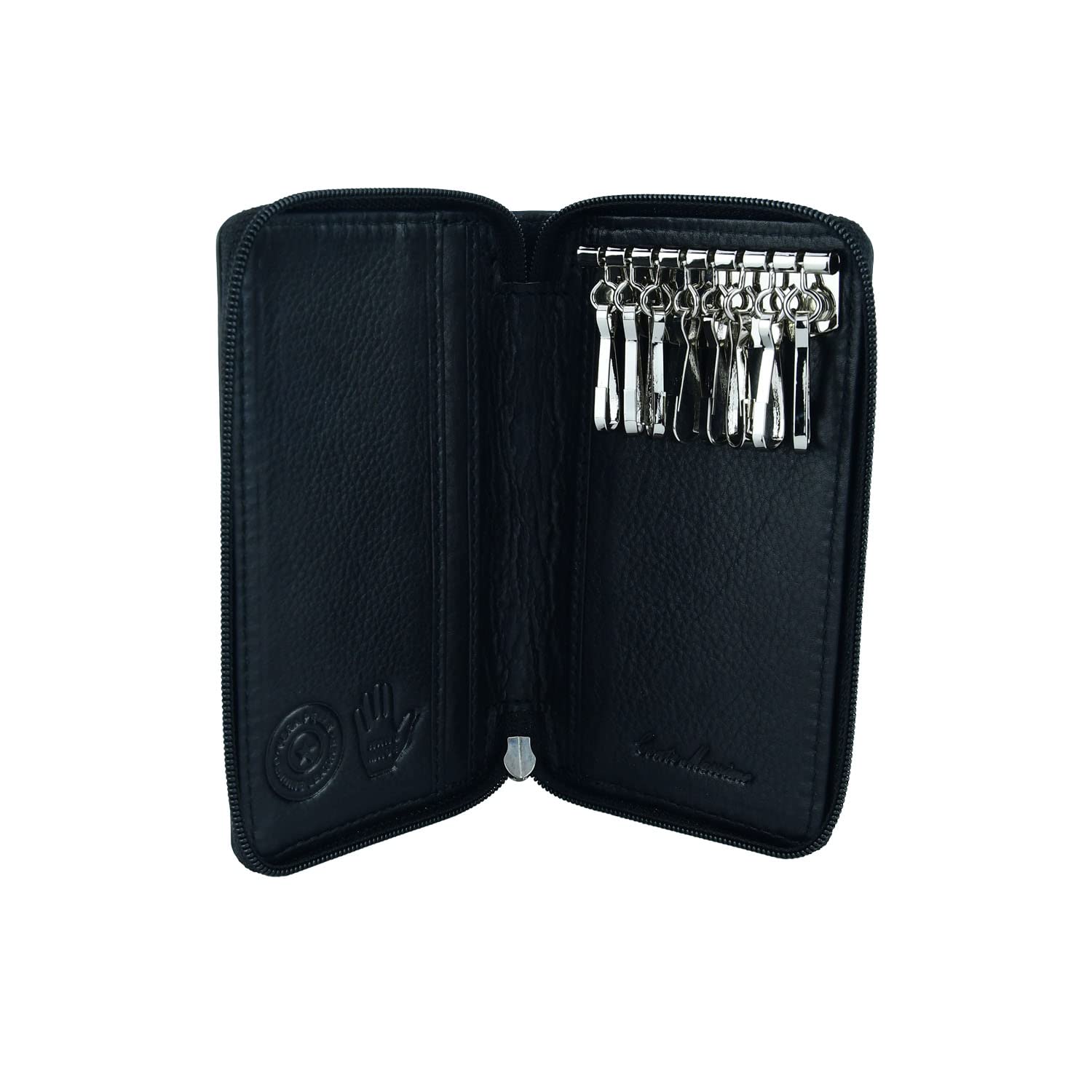 CM Conte Massimo Conte Massimo, llavero para hombres y mujeres, cuero real con cremallera, ganchos y bolsillos, con caja de regalo