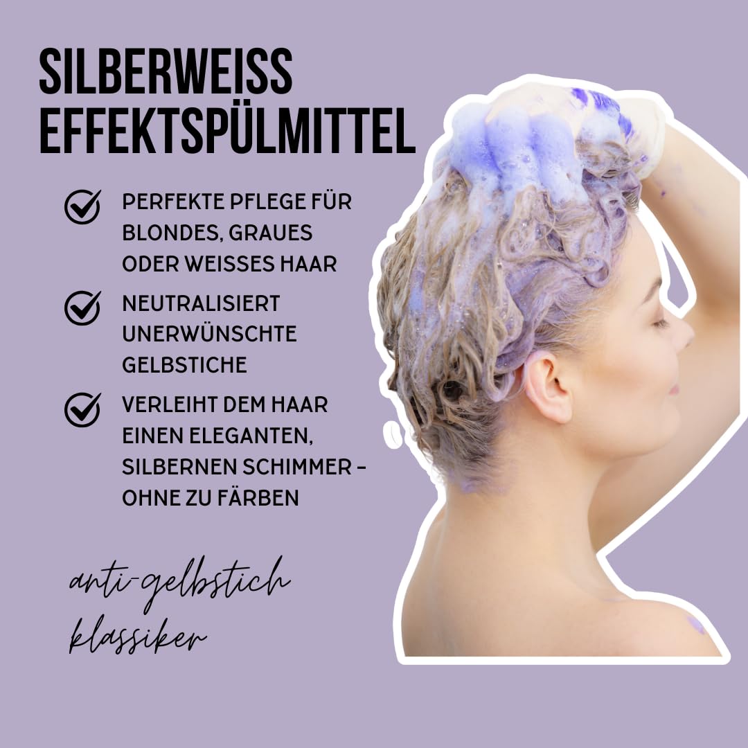 Fan Silberweiß Effektspülung das Original 100 ml – Silberspülung für graues, weißes und blondiertes Haar – Anti-Gelbstich-Pflege mit Silver-Conditioner-Effekt – 12 Stück