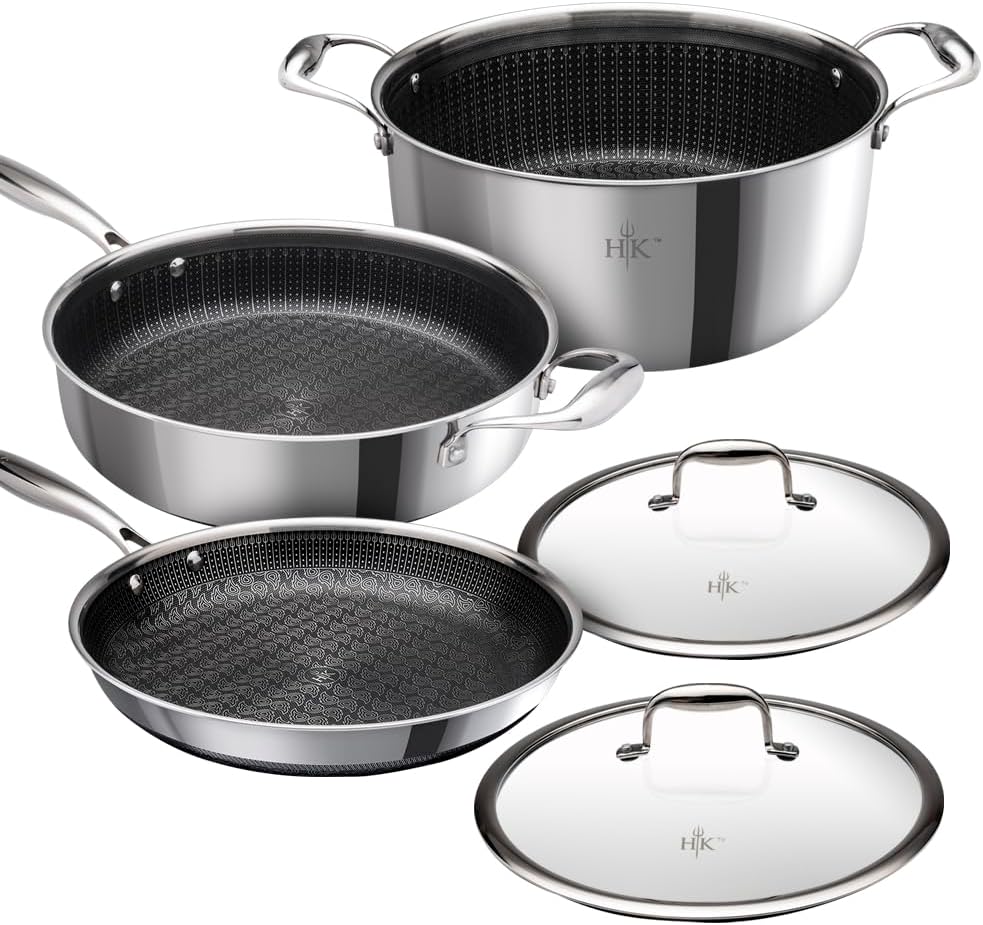Hell's Kitchen Hybrid 5 Pc Cookware Set, TriClad Stainless