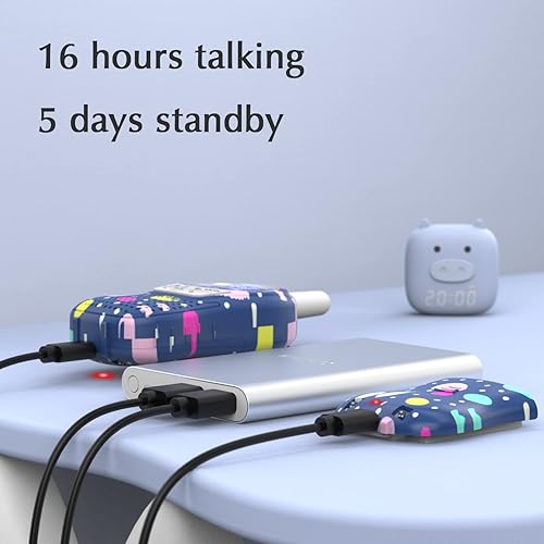 Miniatura 10 de QNIGLO Walkie Talkies para acampar para niños recargables, Walkie Talkies de camuflaje para niños y niñas, apto para juegos de aventura al aire