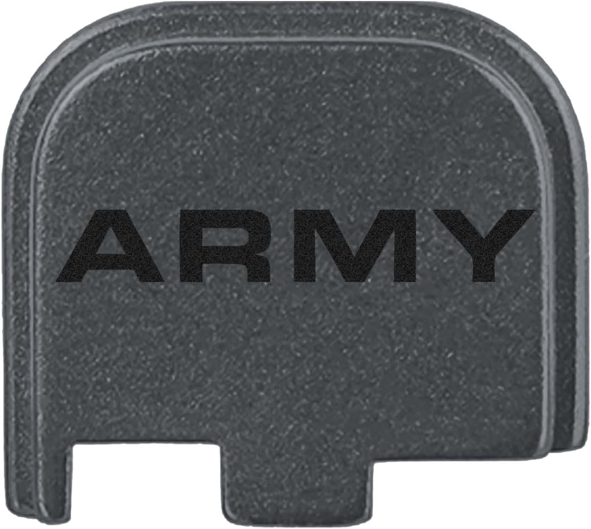 NDZ Performance Slide Cover Back Plate for Glock 43 43X 48 & PSA Dagger Micro – Aluminum Upgrade with Black Engraving – Army Text – Gray