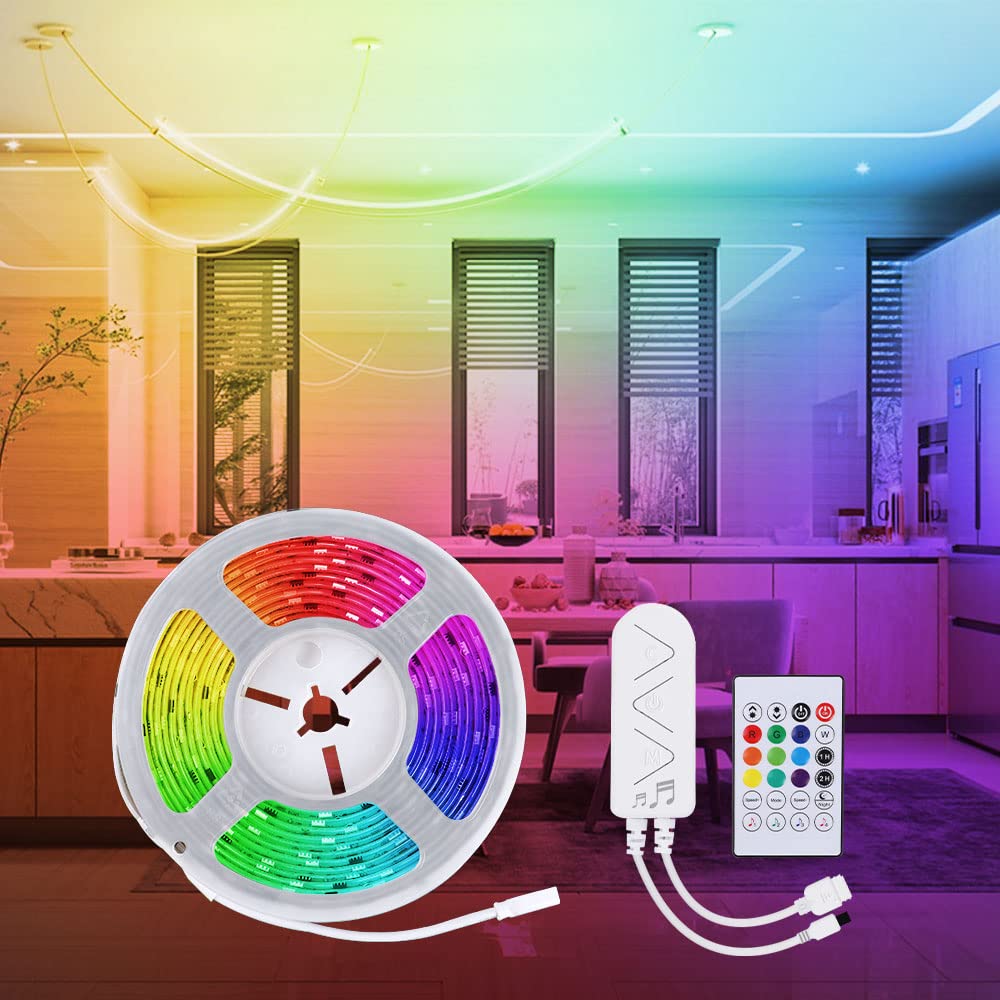 BENEXMART Tuya WiFi 16.4ft RGBIC LED Strip Light Dreamcolor Addressable Flexible Tape Smart Home Decor TV Backlight Alexa Google Home