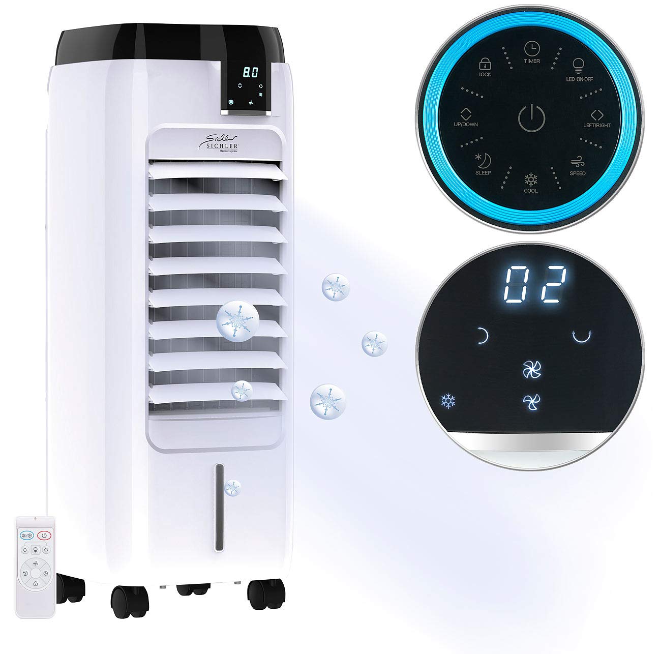 Sichler Haushaltsgeräte Peltier Klimaanlage: Verdunstungs-Luftkühler mit Oszillation & Peltier-Element, 6 l, 120 W (Klimaanlage mit Element, Mobile Klimageräte, Kühl)
