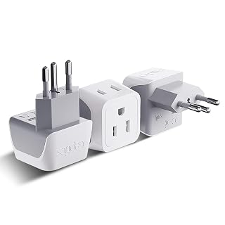 Ceptics Brazil Travel Adapter Plug with Dual USA Input - Type N (3 Pack - Ultra Compact - Safe Grounded Perfect for Cell Phones, Laptops, Camera Chargers and More - Power Plug (CT-11C)