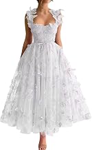 3D Butterfly Short Prom Dress Tulle Spaghetti Straps Tea Length Sweetheart Formal Evening Party Gown