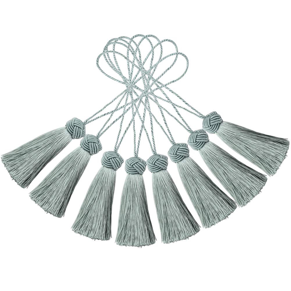 BEL AVENIRSet of 8 Elegant Polyester Tassel Colorful Craft Tassels Charms Key Tassel DIY Accessories (Light Blue)
