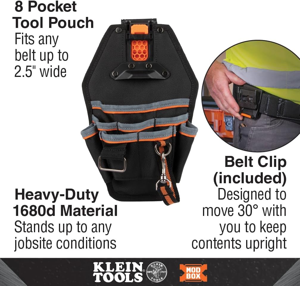 Klein Tools MODbox Tool Pouch, Electrician Bag, Quickly Attach and Release from Tool Belts and MODBox Rail System - Image 2