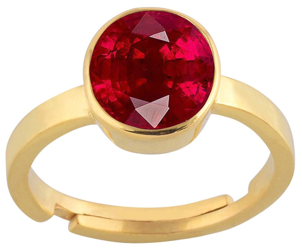 Anuj Sales10.25 Ratti Natural Ruby Manik Loose Gemstone Gold Plated Birthstone Astrology Rashi Ratan Adjustable Ring for Men & Women, Loose Gemstone, Ruby