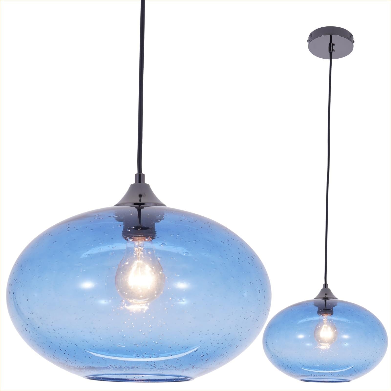 Kitchen Pendant Lamp Shade Blue Blown Glass Pendant Lights HUANGYANGZ 9\, image size:1601x1601
