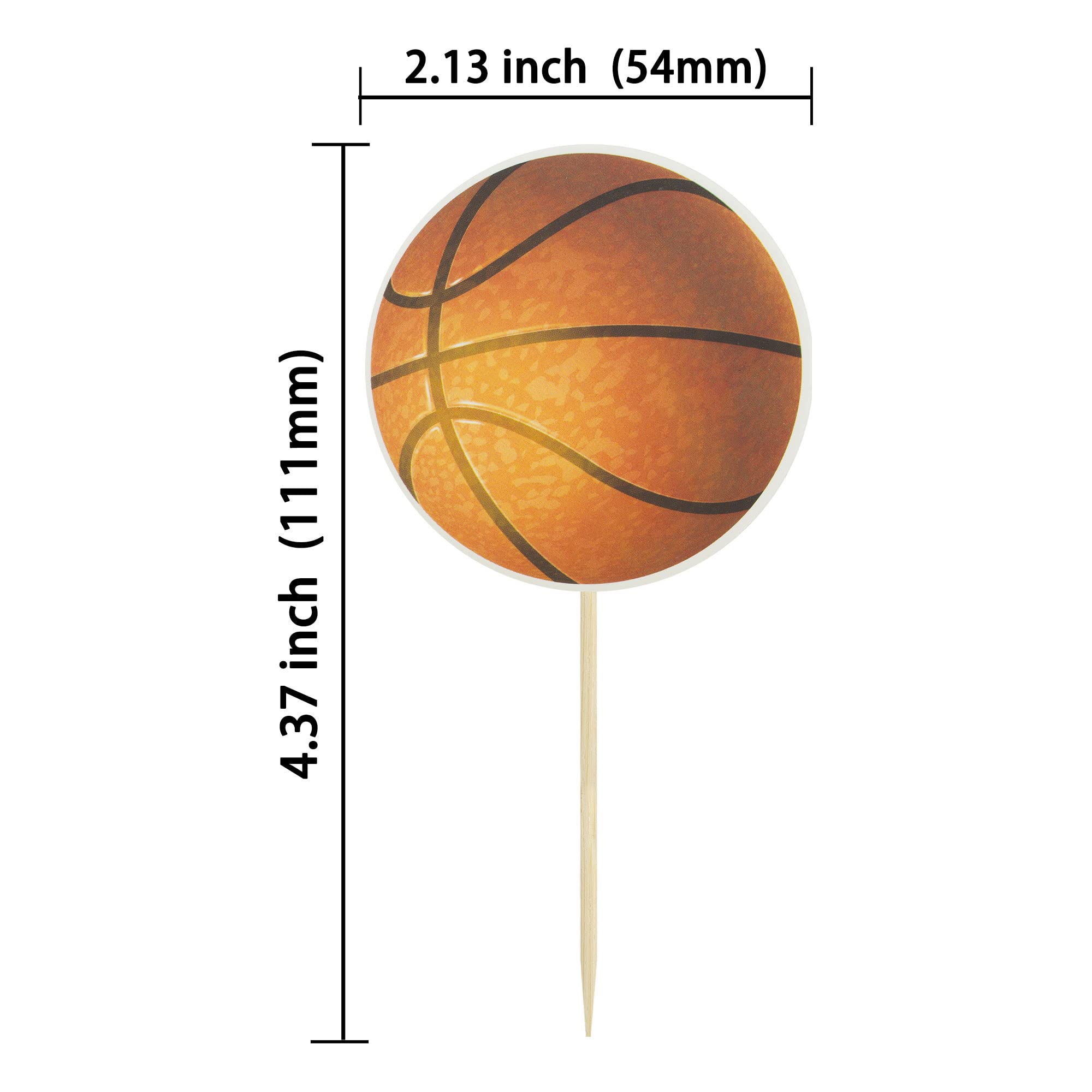 Gyufise 24Pcs Basketball Cupcake Toppers and Cake Decoration - Sport Balls Picks for Theme Baby Shower, Sport Game Birthday Party Supplies
