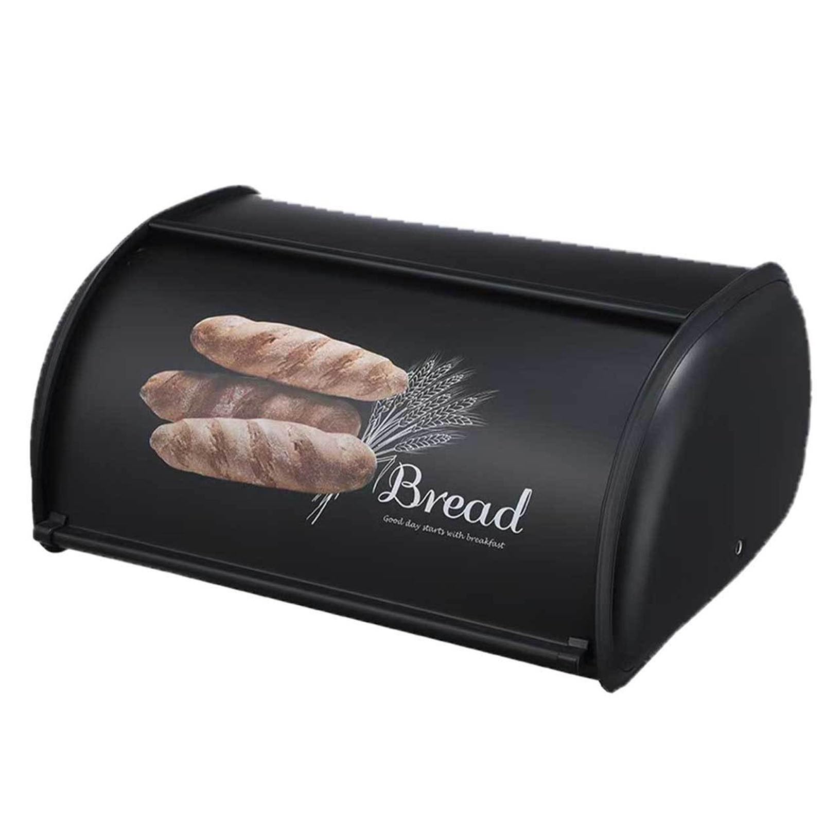 JFBLSD Iron Bread Box Household Bread Bin with Vintage Pattern Design Sturdy and Easy to Wipe for Kitchen Countertop or Cabinet Storage(Black)