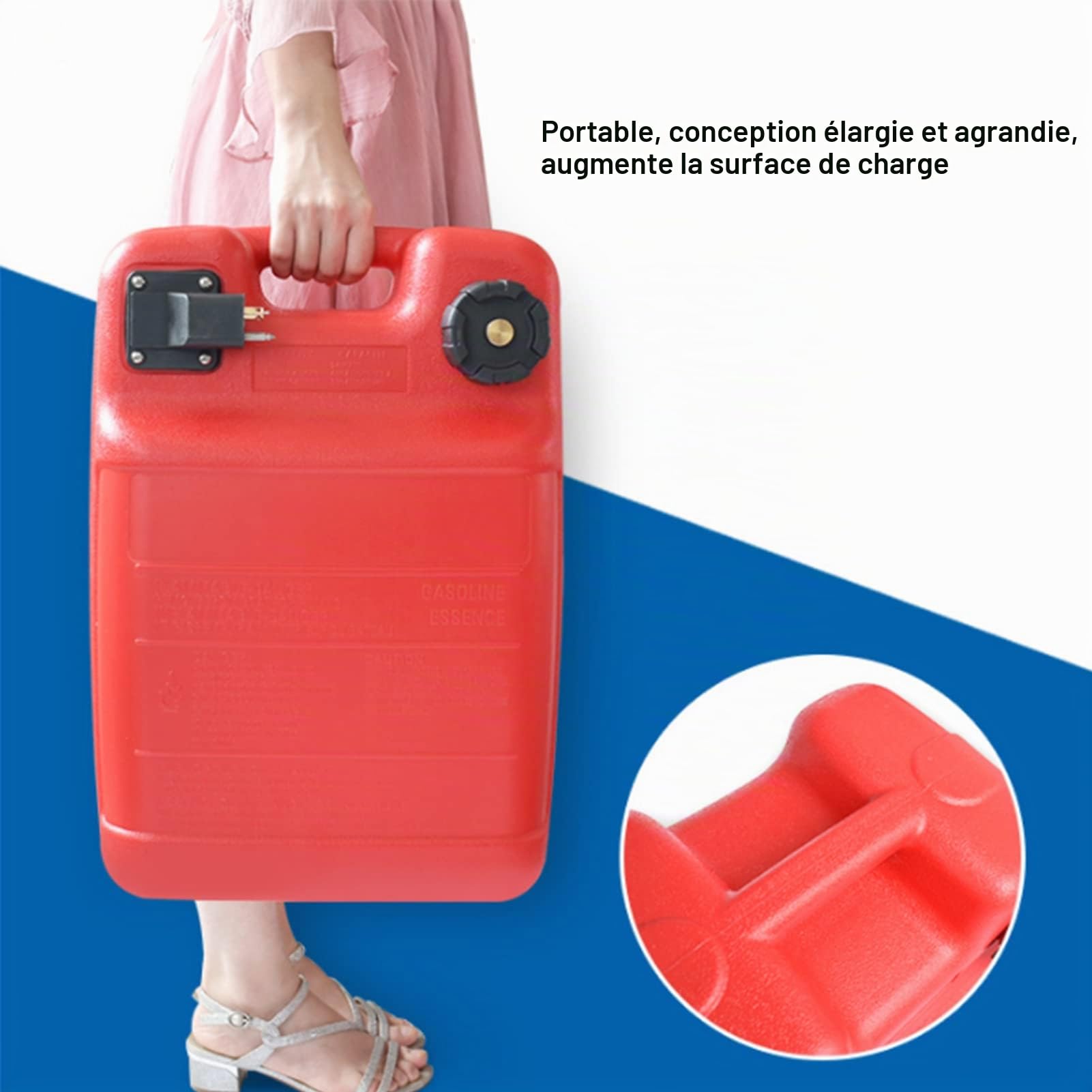 Réservoir de Carburant Marin， Réservoir de Carburant Portatif pour Bateau Marin， Réservoir de Carburant de Bateau en Plastique 24L Réservoir de Carburant Hors-bord Marin Portable avec Conception D'éch