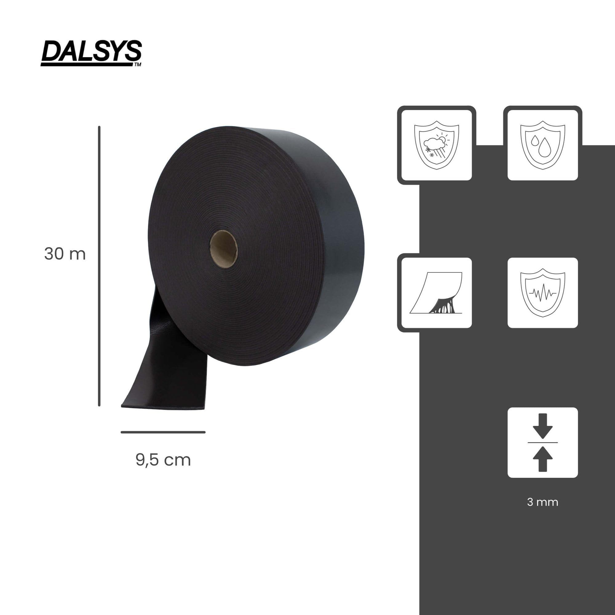 Cinta de Separación, Cinta de Cubierta 30m Subestructura de Tarima de Madera, Autoadhesiva Negra 95mm Hecha de Caucho Celular, Aislamiento Acústico de Pared, Subestructura de Tarima de Madera | Cinta adhesiva, terraza de madera subestructura, de caucho ce