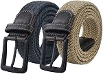 Maikun Elastic Belt, Mens Black Buckle Stretch Woven Belt Casual Wear Jeans Pants Golf