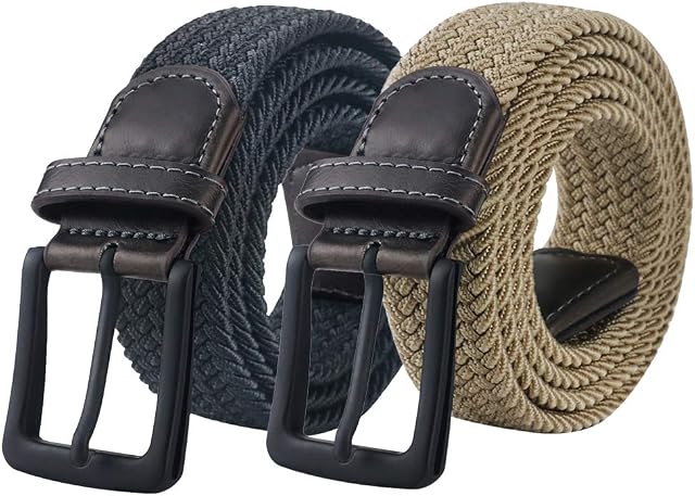 Ceinture élastique Maikun, ceinture tissée noire à boucle pour hommes, décontractée pour jeans, pantalons, golf