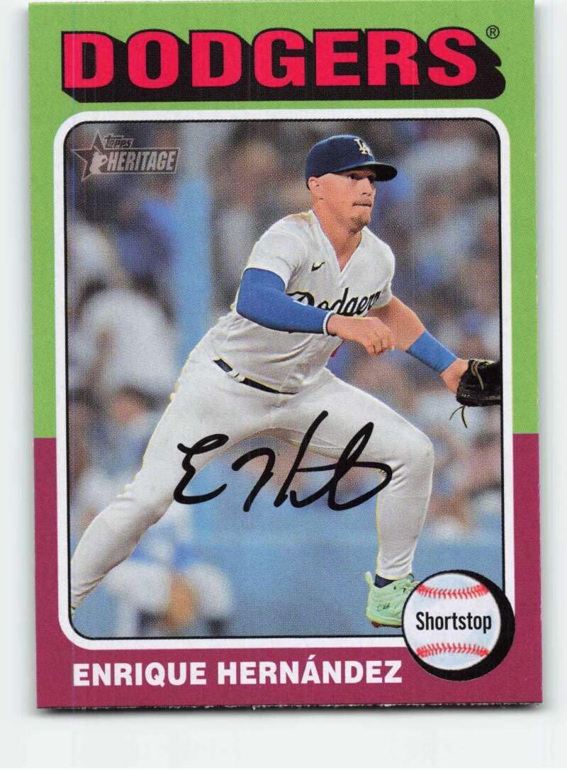 2024 Topps Heritage Baseball #475 Enrique Hernandez Los Angeles Dodgers Official MLB Trading Card (Stock Photo Shown, Card in Near Mint to Mint Condition)