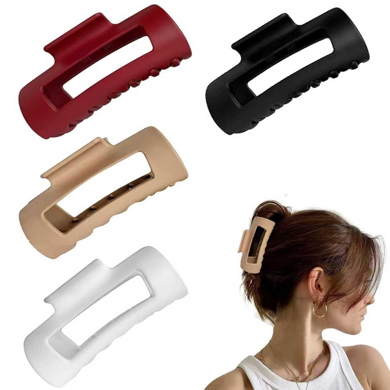 4 PCS Silicone Flexible Hair Claw Clips for Thick Hair, Jumbo Rectangle Clips, General, Soft Squishy Flexible Claw Clip, Silicone Cloud  main image 2