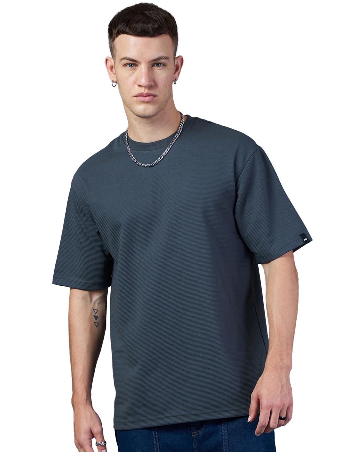 bewakoof Heavy Duty® 1.0 Men's Textured Oversized Fit Round Neck T-Shirt-picture-27