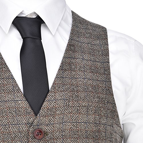 VOBOOM Men's V-Neck Suit Vest Casual Slim Fit Dress 6 Button Waistcoat4