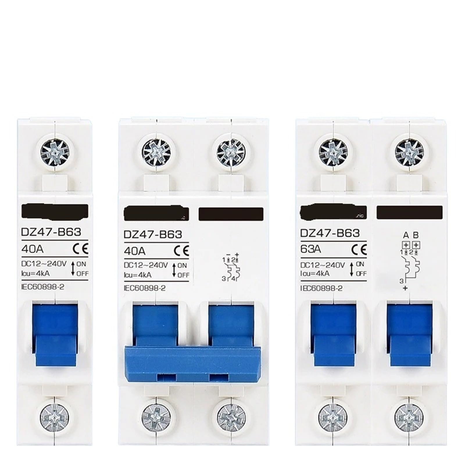 Disjoncteur CC 125A 63A 32A DZ47-63 inverseur de source manuel pour circuit 96V