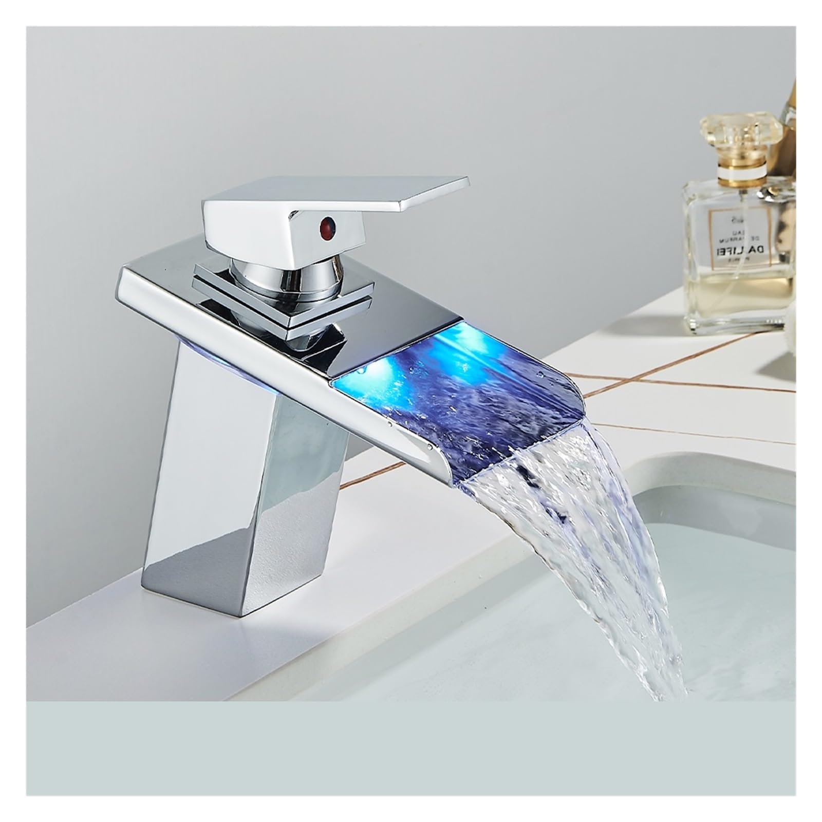 Mitigeur lavabo noir LED anti-brûlure intelligent eau chaude froide sans fil