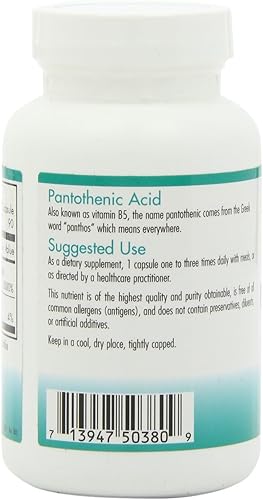 Miniatura 5 de Nutricology Ácido pantoténico - Vitamina B5 para hombres y mujeres, calcio, suplemento de 500 mg, puro, orgánico, cápsulas vegetarianas - 90 unidades